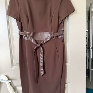 Calvin Klein Chocolate Brown Leather Waist Tie Belt